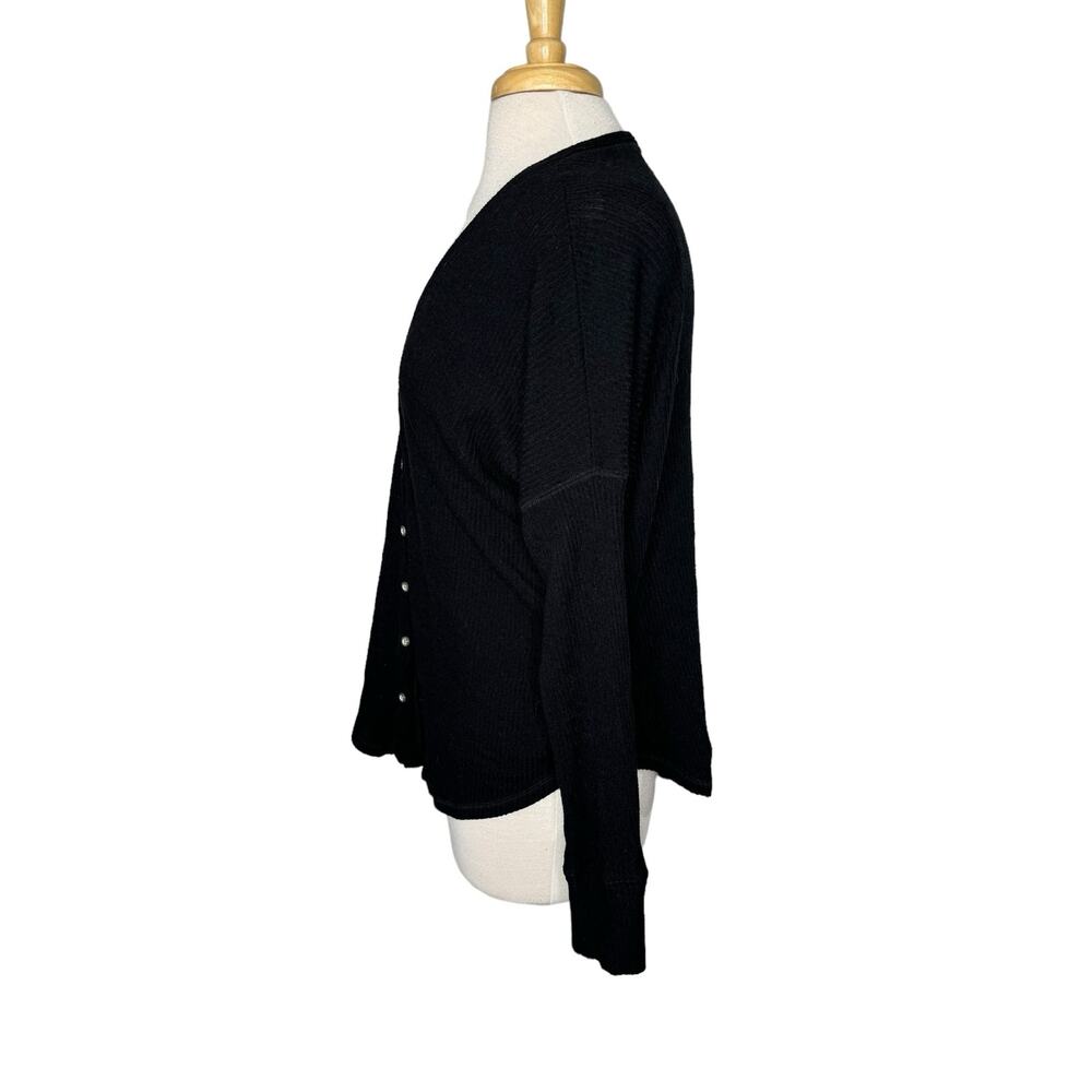 ABERCROMBIE & FITCH Black Rib Knit Grandpa Cardigan Sweater Size Small Womens - Picture 2 of 9